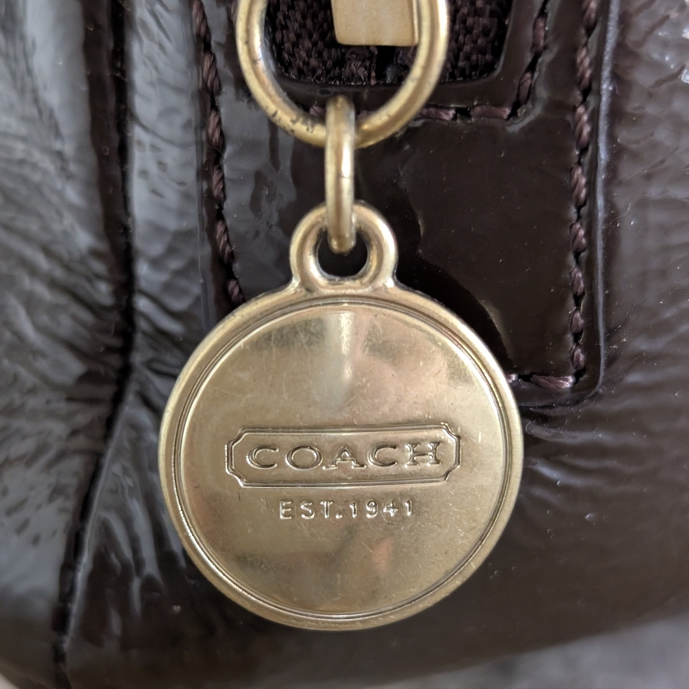Coach Mahogany/Dark Brown Patent Leather Tote Bag - Picture 12 of 15